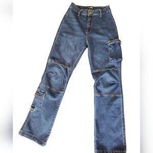 Fashion Nova High Rise Baggy Stretch Jeans w/ Cargo Pockets - Size 5